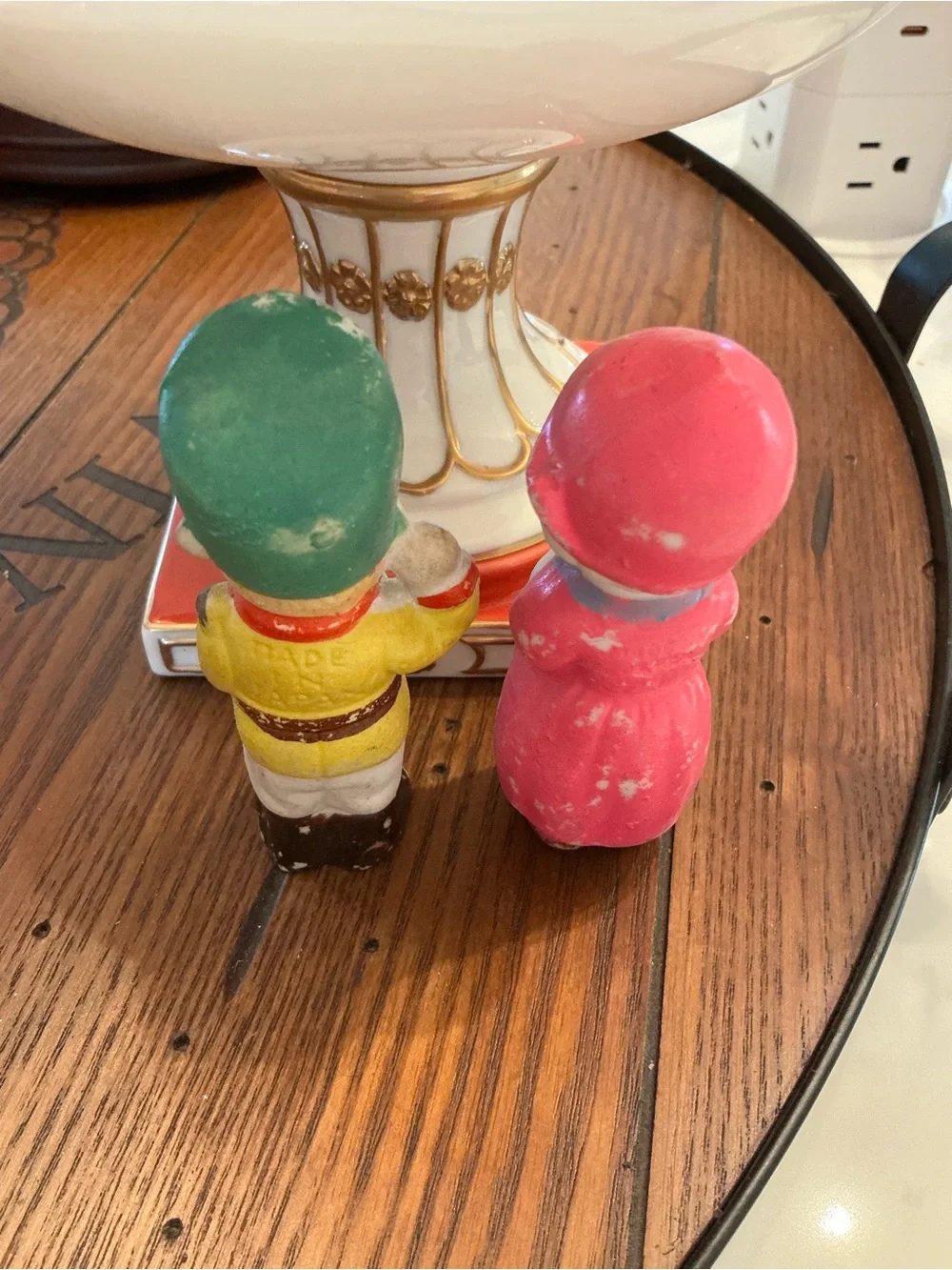 Vintage-Style Pink & Green Holiday Figurine Set